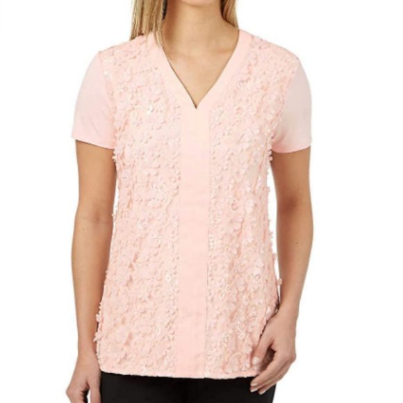 NEW Badgley Mischka Ladies' 3D Flower Blouse L - Picture 1 of 5